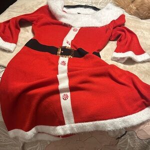 Red Santa Dress with White Trim